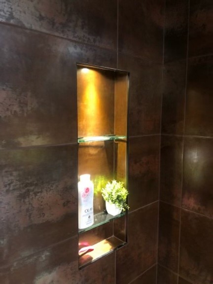 LED Light in Shower wall shelf